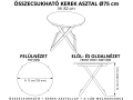 Kinyitható fenyő asztal - kör alakú asztallappal